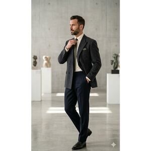 Gianni Jeffrey Michael Blazer Mens 44 Black Double Breasted Vintage Classic Coat